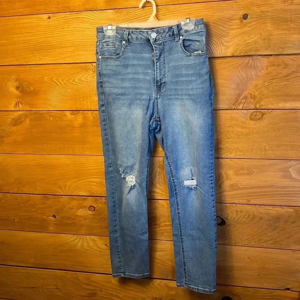 Refuge Beverly Hills denim women’s jeans 7 distressed blue light wash streetwear